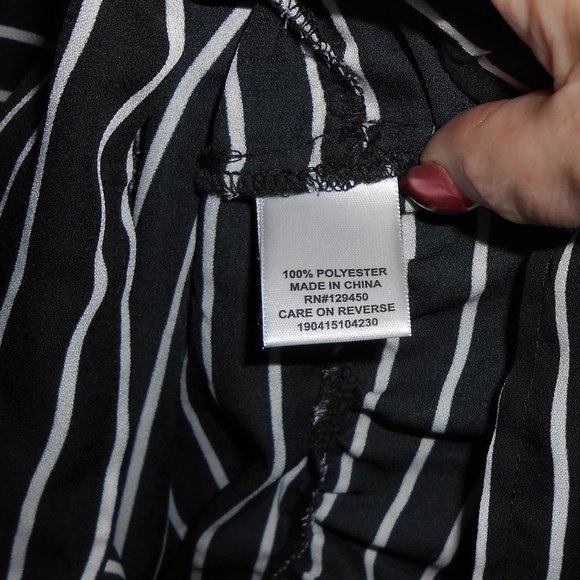 Black & White Striped Boho Ruffly Top - Picture 9 of 11